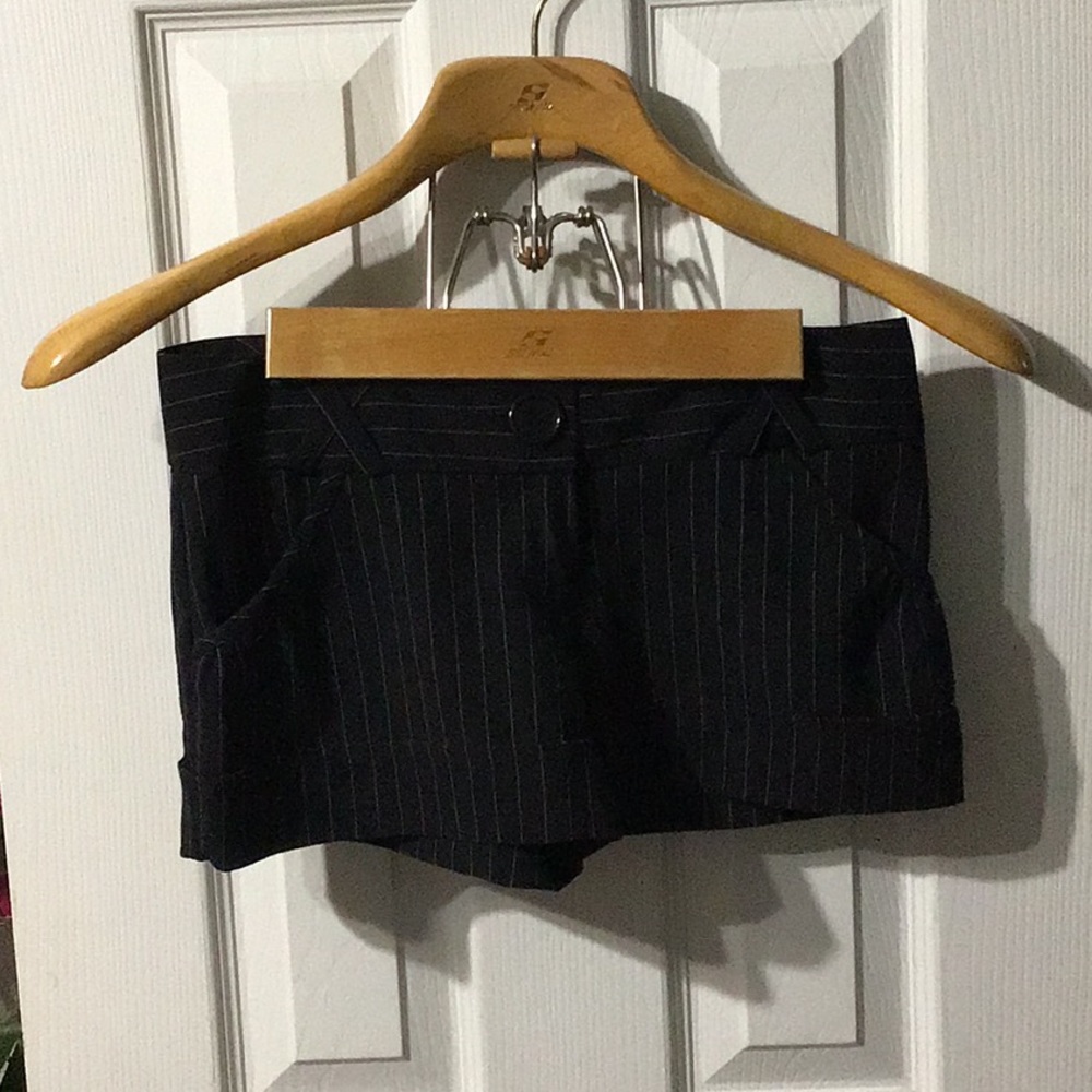 Black pinstripe shorts